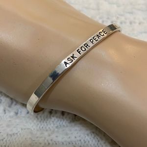 Silver Tone Peace Bangle